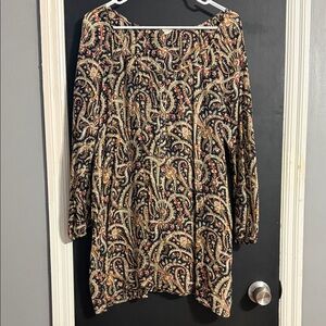 J. Crew Lightweight Semi Sheer Paisley 3/4 Sleeve Tunic Top Size: L